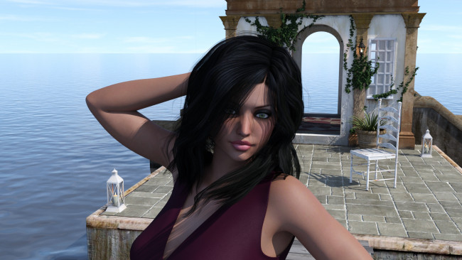 Обои картинки фото 3д графика, портрет , portraits, взгляд, девушка, фон