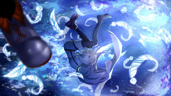 Обои картинки фото аниме, vocaloid, девушка, взгляд, фон