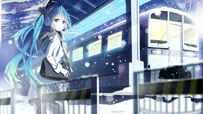 Обои картинки фото аниме, vocaloid, девушка, взгляд, фон