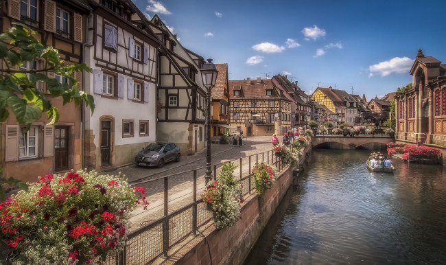 Обои картинки фото colmar,  france, города, - улицы,  площади,  набережные, дома, мост, река