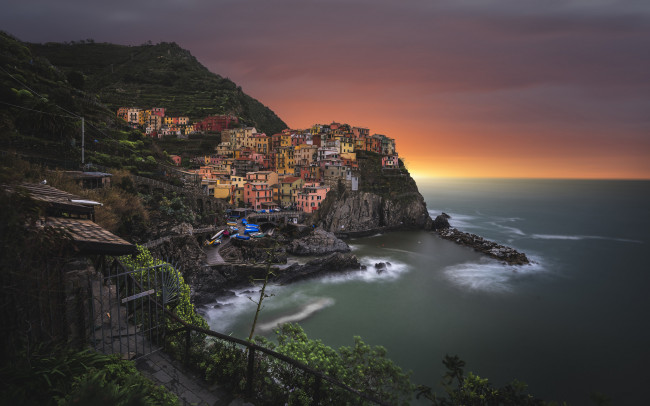 Обои картинки фото manarola, города, - панорамы, побережье