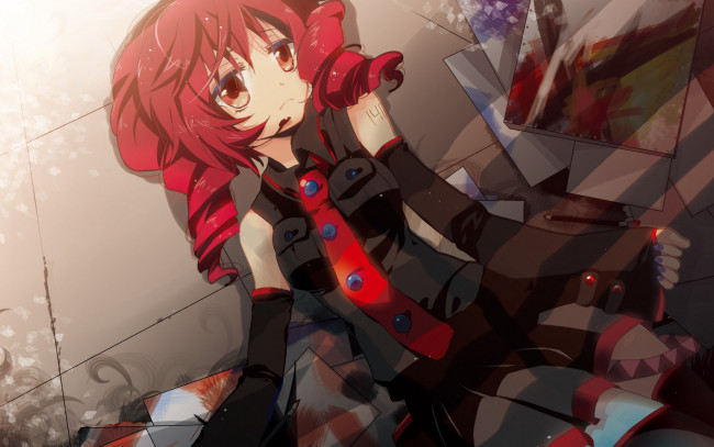 Обои картинки фото аниме, vocaloid, девушка, взгляд, фон