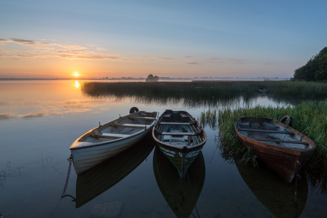 Обои картинки фото корабли, лодки,  шлюпки, рассвет