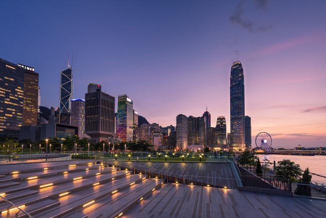 Обои картинки фото tamar park,  hong kong, города, гонконг , китай, рассвет