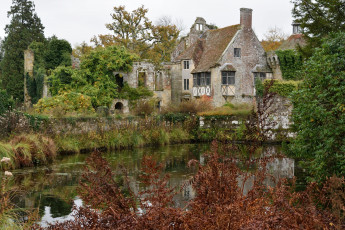 Картинка замок+скотни +англия города замки+англии кусты парк озеро здание деревья