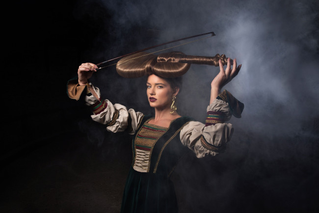 Обои картинки фото музыка, -другое, причёска, symphony, of, life, девушка, скрипка, волосы