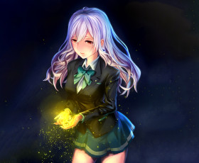 Картинка аниме магия +колдовство +halloween девушка взгляд фон