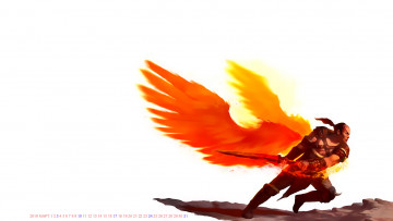 Картинка календари фэнтези воин оружие крылья мужчина