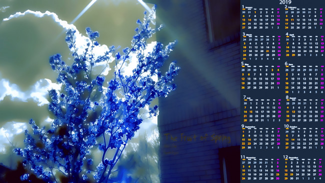 Обои картинки фото календари, рисованные,  векторная графика, дом, облако, растение, цветы