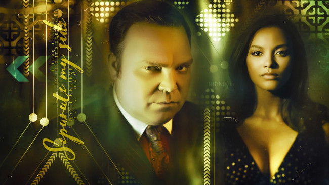 Обои картинки фото кино фильмы, gotham, девушка, мужчина, фон, взгляд