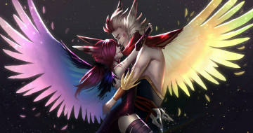 Картинка видео+игры league+of+legends rakan xayah пара крылья