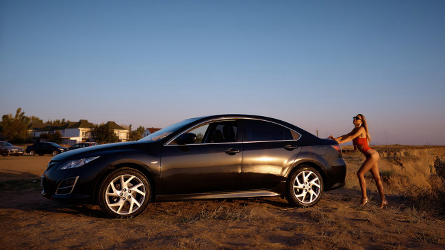 Обои картинки фото автомобили, -авто с девушками, mazda, 6