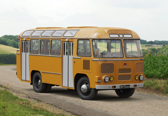 Обои картинки фото паз- 672, автомобили, автобусы, паз-, 672, автобус, ретро, дорога