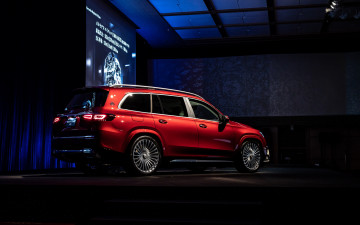 Картинка автомобили mercedes-benz mercedes maybach gls вид сзади экстерьер новый красный роскошные мерседес майбах