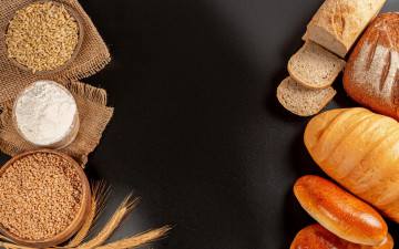 Картинка еда хлеб +выпечка зерна колосья мука пирожки выпечка