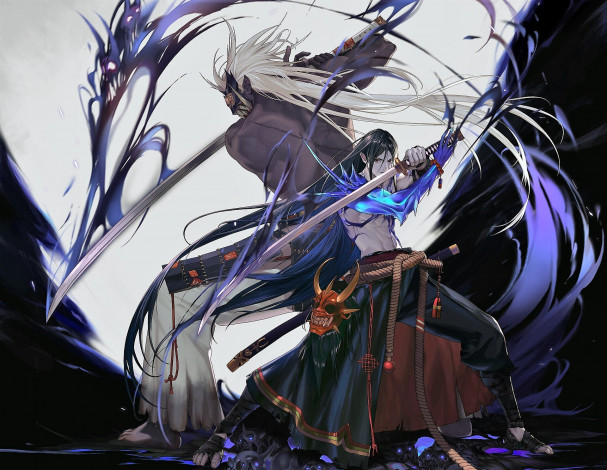 Обои картинки фото фэнтези, _ghost blade ,  призрачный клинок, воины, оружие, клыки