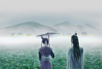 Картинка аниме mo+dao+zu+shi цзян чэн лотосы горы зонт лань сичэнь