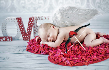 Картинка разное дети ребенок купидон крылья лук сон сердечко