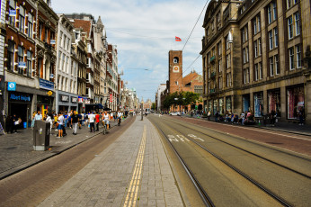 Картинка города амстердам+ нидерланды улица дома