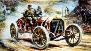 Картинка рисованное авто мото машина гонка люди дорога