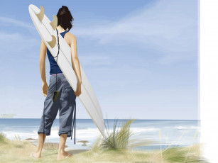 обоя серфер, векторная, графика