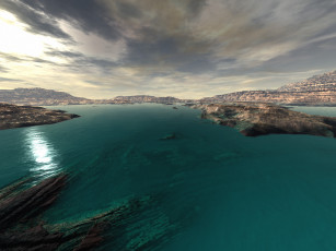 Картинка 3д графика nature landscape природа облака вода