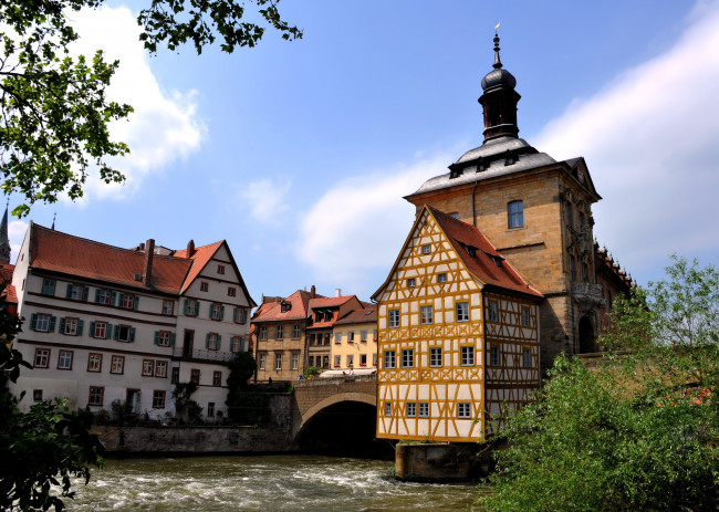 Обои картинки фото города, здания, дома, германия, старая, ратуша, в, бамберг