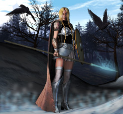 Картинка 3д графика amazon амазонки девушка вороны