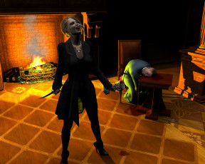 Картинка 3д графика fantasy фантазия девушка нож