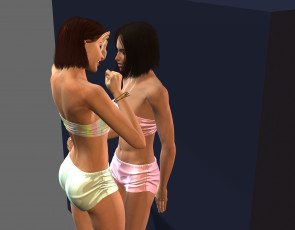 Картинка 3д графика people люди девушка зеркало