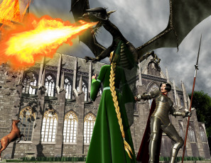 Картинка 3д графика fantasy фантазия девушки дракон