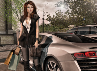 Картинка автомобили 3д авто покупки девушка