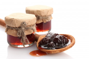 Картинка еда мёд варенье повидло джем сладкое ложка баночки клубника