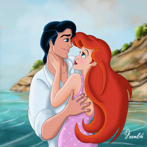 Обои картинки фото мультфильмы, the, little, mermaid, парень, русалка