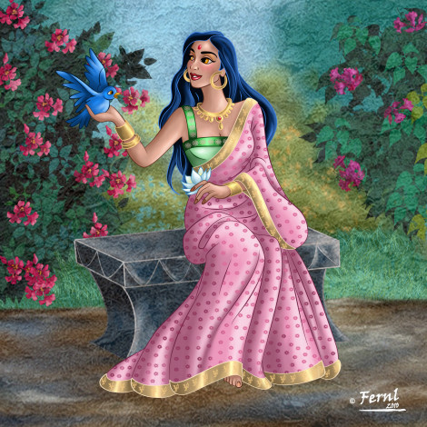 Обои картинки фото мультфильмы, unknown, разное, птичка, девушка