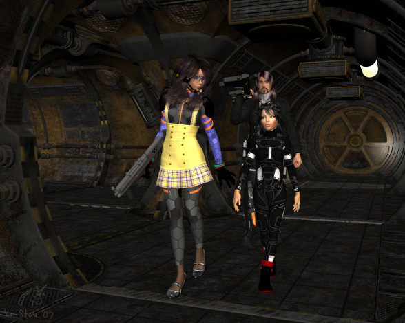 Обои картинки фото 3д, графика, fantasy, фантазия, девушки, оружие