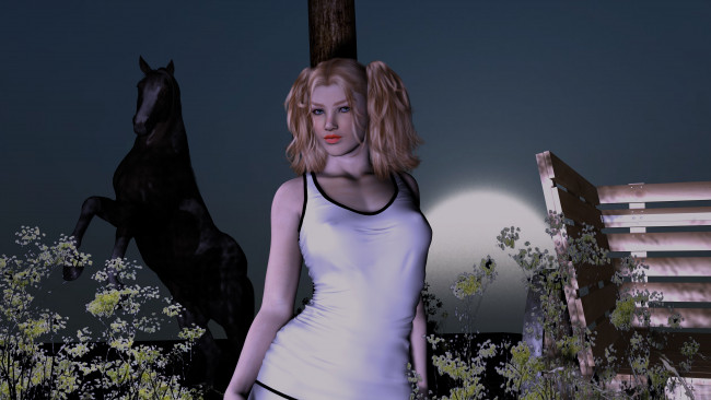 Обои картинки фото 3д, графика, people, люди, девушка, лошадь