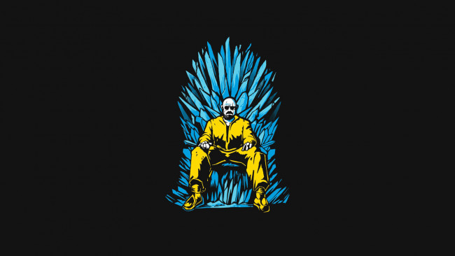 Обои картинки фото рисованные, минимализм, трон, heisenberg, walter, white, breaking, bad, game, of, thrones, поза