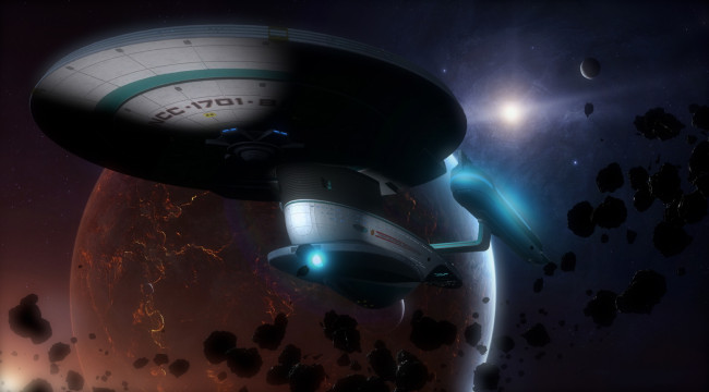 Обои картинки фото видео игры, star trek constellation, космический, корабль, планета, вселенная, полет