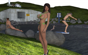 Картинка 3д+графика люди+ people девушки взгляд фон бикини