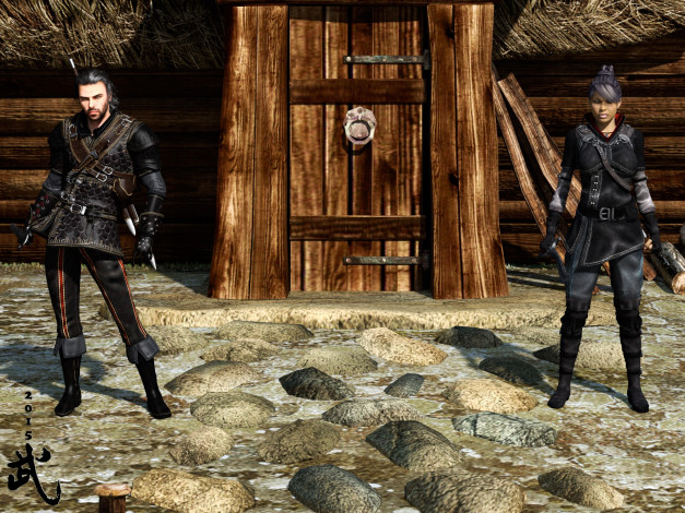 Обои картинки фото 3д графика, фантазия , fantasy, взгляд, девушка, парень, фон