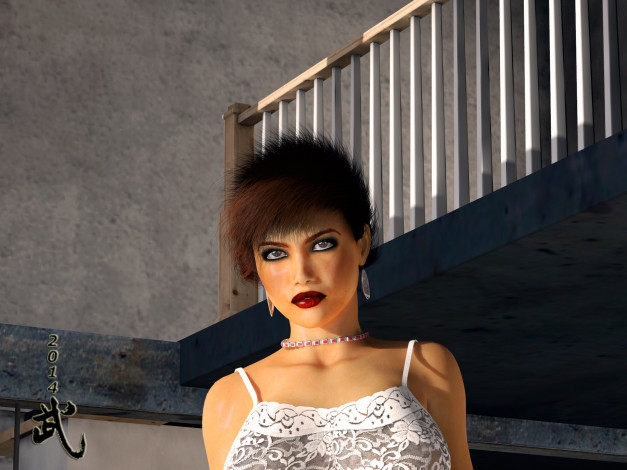 Обои картинки фото 3д графика, люди , people, девушка, взгляд, фон