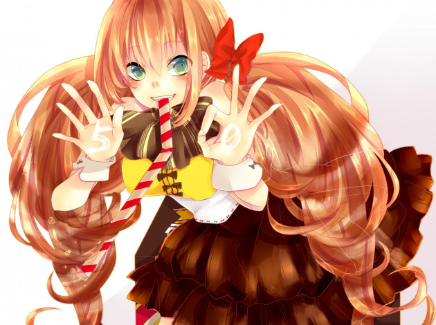 Обои картинки фото аниме, unknown,  другое, взгляд, девушка, фон