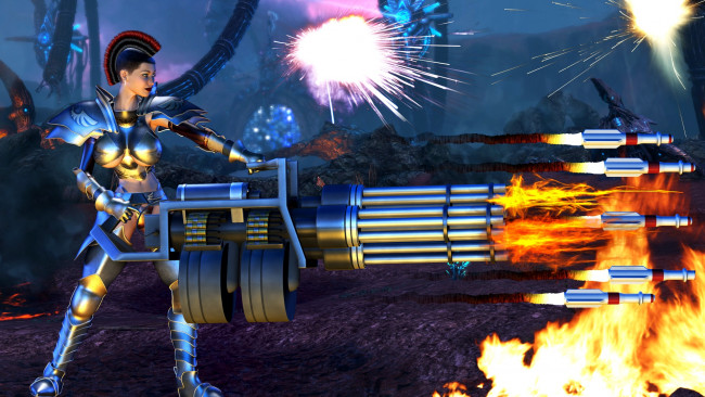 Обои картинки фото 3д графика, фантазия , fantasy, девушка, взгляд, фон, оружие