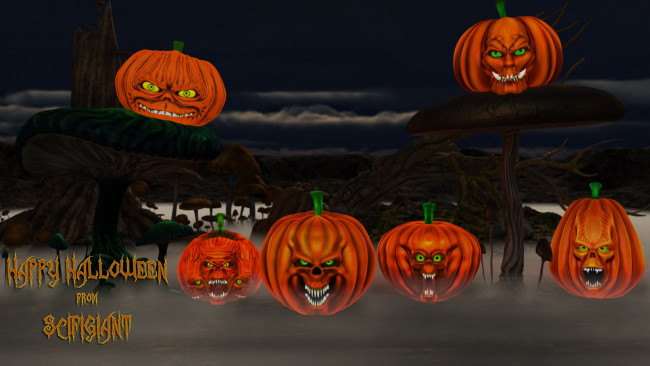 Обои картинки фото 3д графика, праздники , holidays, тыквы, фон