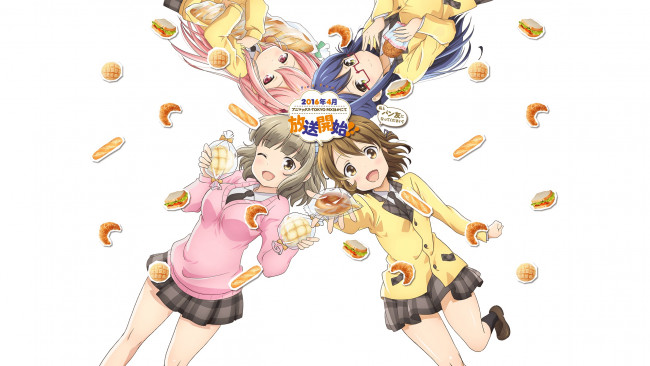 Обои картинки фото pan de peace, аниме, фон, взгляд, девушки, грудь