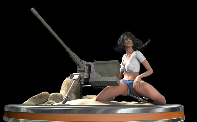 Обои картинки фото 3д графика, фантазия , fantasy, девушка, взгляд, фон, оружие