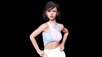 Картинка 3д+графика люди+ people девушка взгляд фон
