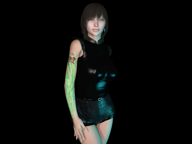 Обои картинки фото 3д графика, люди , people, взгляд, девушка, фон