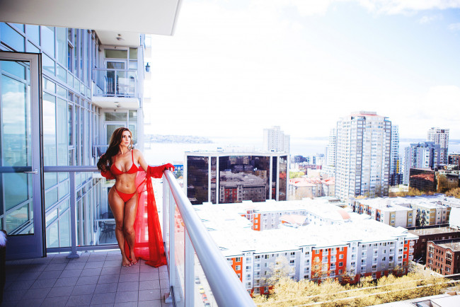 Обои картинки фото девушки, -unsort , брюнетки,  шатенки, красное, белье